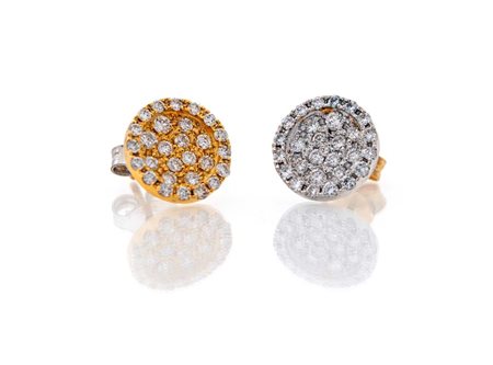 Coppia di orecchini a bottone in oro e brillanti _Oro giallo e bianco...