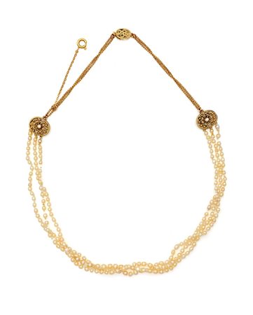 Collana antica in oro e perle Oro giallo 750/000. Perle diametro mm. 3...