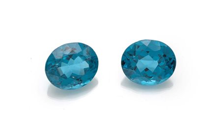 Coppia di topazi i taglio ovale London Blue ct 21,20 mm 14x12x8x