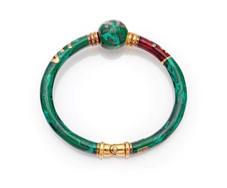Fidia, bracciale in oro e smalti Oro giallo 750/000. Peso complessivo gr....