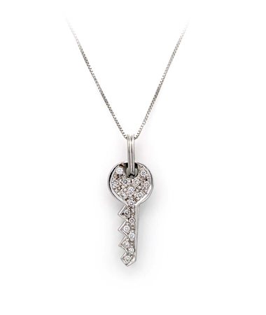 Pendente a chiave in oro e brillanti Oro bianco 750/000. Peso complessivo gr....