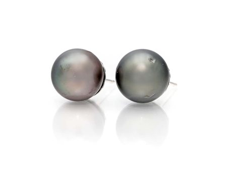 Coppia di orecchini in oro e perla Tahiti Oro bianco 750/000. Perle diametro...