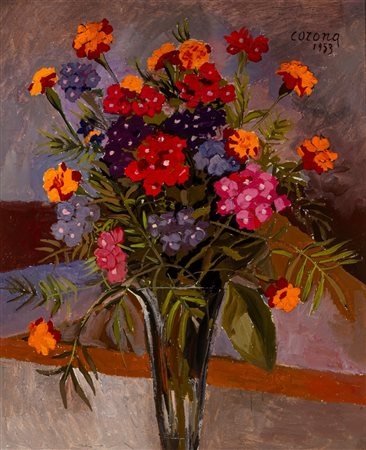 Vittorio Corona (Palermo 1901 - Roma 1966)  - Fiori, 1953