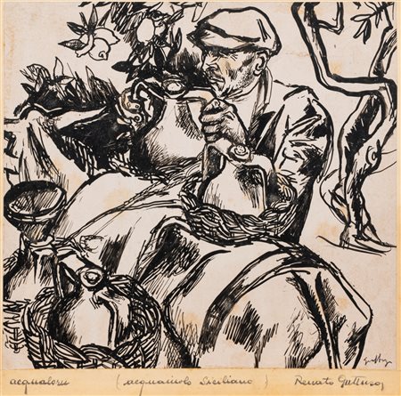 Renato Guttuso (Bagheria 1911 - Roma 1987)  - Acqualoru (Acquaiolo siciliano), 1941