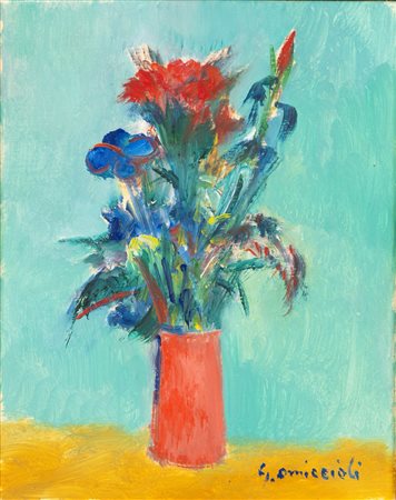 Giovanni Omiccioli (Roma 1901 - 1975)  - Studio di fiori , 1959