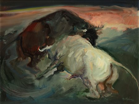 Eliano Fantuzzi (Modena 1909 - Verona 1987)  - Lotta fra tori, 1970