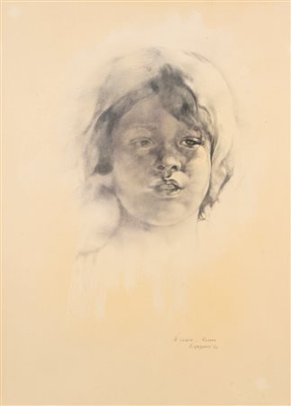 Renzo Vespignani (Roma 1924 - 2001)  - Volto di fanciullo, 1976