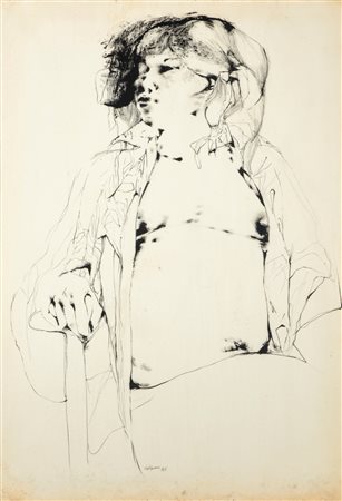 Renzo Vespignani (Roma 1924 - 2001)  - Figura di donna, 1963