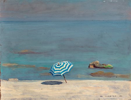 Walter Lazzaro (Roma 1914 - Milano 1989)  - Ombrellone a Scilla, 1954