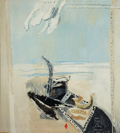 Alberto Gianquinto (Venezia 1929 - Jesolo 2003)  - Petit déjeneur sur la plage, 1968