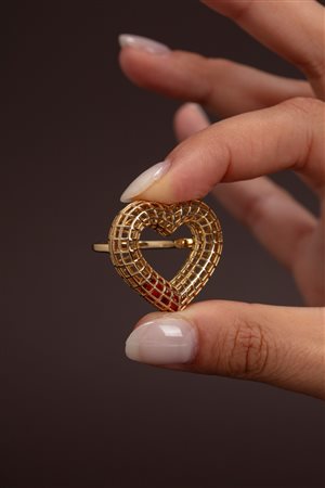 Cleto Munari - Anello Cuore Rosso
