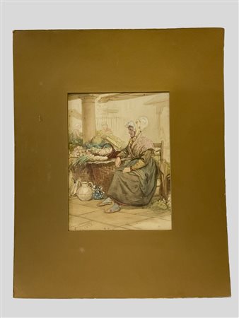 William Lucas (1840 - 1895)  - La veditrice al mercato