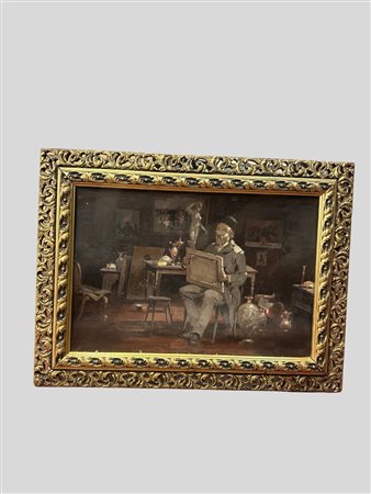 Paride Pozzato (Rovigo 1879 - 1971)  - Il pittore nello studio