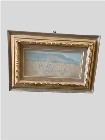 Giovanni Lomi (Livorno 1889 - 1969)  - Mietitura in Toscana