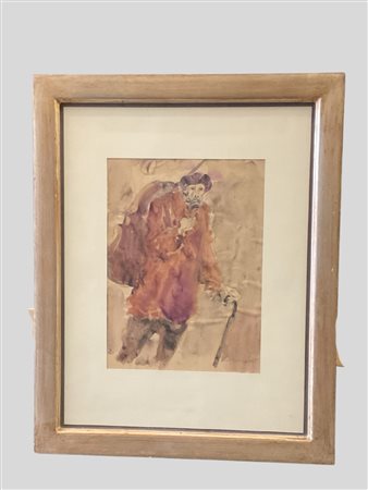 Trento Longaretti (1916 Treviglio - Bergamo 2017)  - Viandante con violoncello