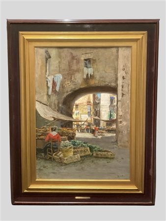 Oscar Ricciardi (Napoli 1864 - 1935)  - Napoli, Piazza Francese