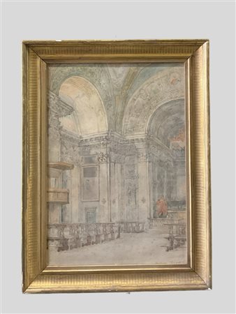 Arturo Ferrari (Milano 1861 - 1932)  - Interno del Duomo di Monza