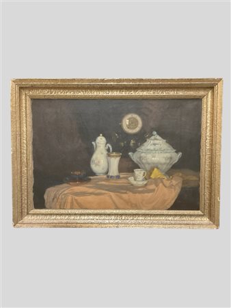 József  Pandur (Gjor 1888 - Gjor 1943)  - Natura morta con porcellane