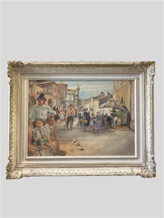 Scuola italiana, secolo XX - Mercato in paese