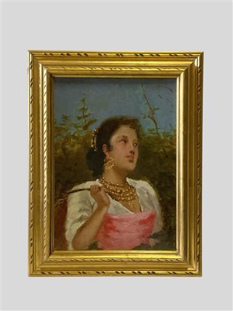 Giuseppe Gelanzè (Napoli 1867 - 1929)  - Ritratto di giovane napoletana