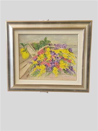Fausta Mainero (Milano 1925 - Milano 2025)  - Cesto di fiori con limoni