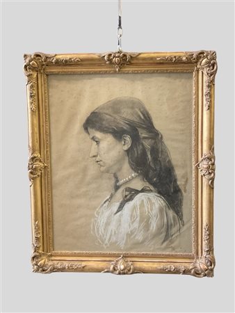 Scuola italiana del XIX secolo - Profilo di giovane popolana