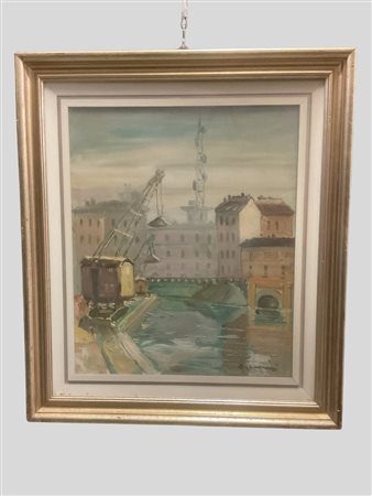 Aldo  Oppici (Sabbioneta 1908 - Milano 1985)  - Milano, Darsena Porta Ticinese