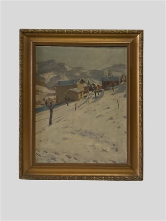 Vittorio Manini (Sant’Omobono Imagna 1888 - Bergamo 1974)  - Valle Imagna con la neve