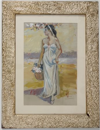 MELANI INNOCENZO Milano (Mi) 1933 Primavera Olio su tela 59,00x40,00...