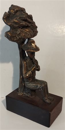 BRINDISI REMO Roma (Roma) 1918 Pifferaio seduto 1984 Fusione in bronzo es. n...