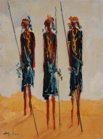 MELZI GIORGIO Milano (Mi) 1944 Vatussi Olio su tela 40,00x30,00 Certificato...