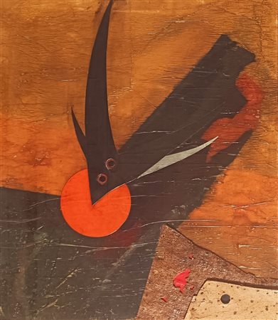 CRIPPA ROBERTO Monza (Mb) 1925 Oiseau 1971 Collage su tavola 73,00x64,00...