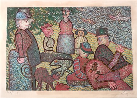 BAJ ENRICO Milano (Mi) 1924 La Grand Jatte 1973 Serigrafia polimaterica a...