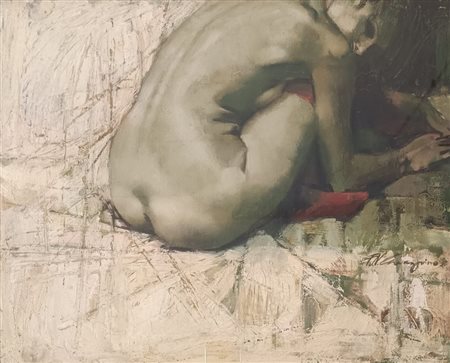 CARCUPINO FERDINANDO Napoli (Na) 1922 Schiena di donna accovacciata 1975 Olio...