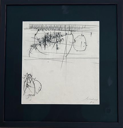 SCANAVINO EMILIO Genova (Ge) 1922 Tramatura 1956 Mista su carta 35,00x25,00...