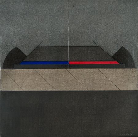 VALENTINI WALTER PERGONA (PU) 1928 Orizzontale rosso - azzurro 1975 Olio su...