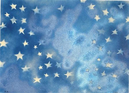 Mario Schifano (1934 - 1998) Stelle tecnica mista su offset 50 x 70 cm....