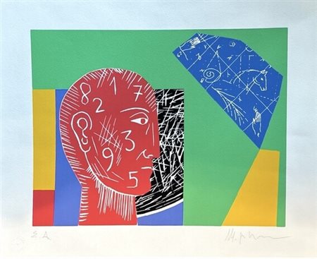 Mimmo Paladino (1948 - ) serigrafia carta 40 x 49,7 cm. Firma in basso a...