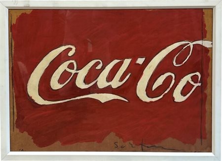 Mario Schifano (1934 - 1998) Coca-Cola serigrafia offset materica su carta da...