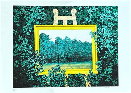 René Magritte (1898 - 1976) La cascade litografia offset 49,4 x 69 cm. Firma...