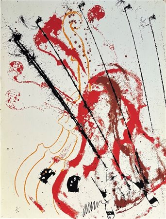 Arman (1929 - 2005) Violino fragoroso serigrafia offset 63,7 x 50,5 cm....