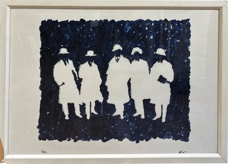 Firma e data in basso a destra e timbro a secco dello stampatore in basso a...