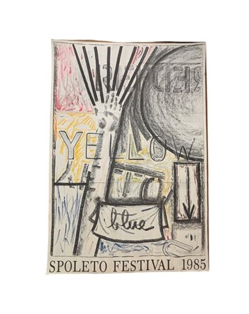 Firmato in lastra. Jasper Johns (1930 - ) Spoleto Festival 1985 litografia...
