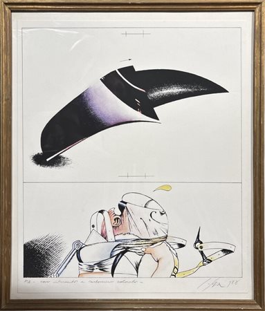 Es. "P.A.", con intervento a carboncino colorato. Firma e data in basso a...