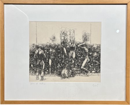 "Automi", prova di stampa, 40 x 50 cm, firma matita in basso a destra. In...