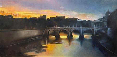 Firmato in basso a destra. Entro cornice. Giacomo Porzano (1925 - 2006) Ponte...