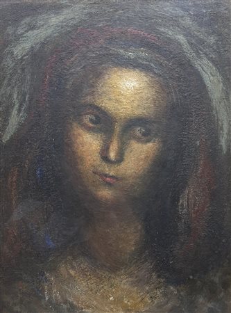 Entro cornice Leone Lodi (attribuito a) (1900 - 1974) Volto di donna Olio su...