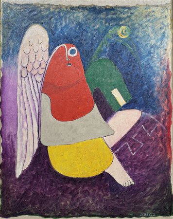 Firmato in basso a destra. iscrizioni al retro. In cornice. Poncho Ariaz...