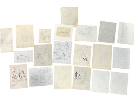 Emanuele Cavalli (1904 - 1981) Lotto di 20 disegni grafite su carta
