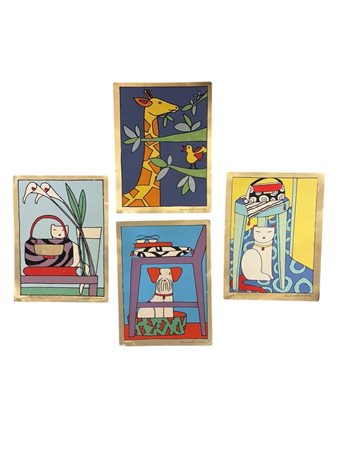 Firmate in basso a destra. Laura Fiume (1953 - ) Quattro disegni raffiguranti...